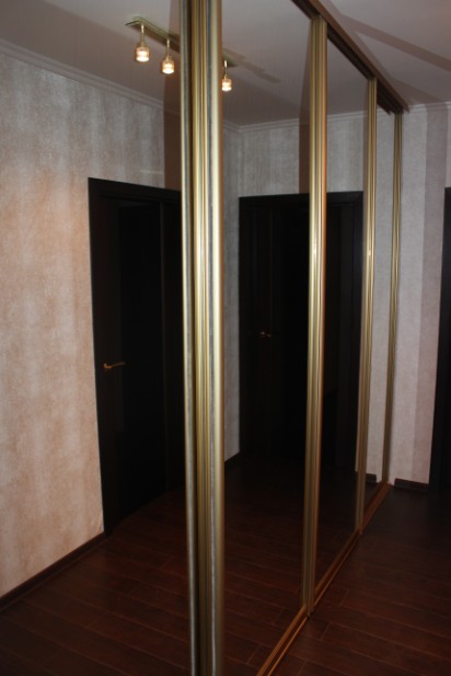 Зеркальные двери-купе для встроенного шкафа в коридоре